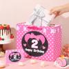Cartoon Mouse 2nd Birthday Gift Bag Black Pink Mouse 2nd Birthday Bag with Tissue Paper and Card Polka Dots Bow Two Years Old Gift Wrapping Paper Bags for Baby Girls Shower Princess 2 Year Old Decor view 4