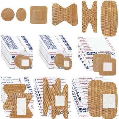 120Pcs Breathable Fabric Small Bandages, Round Oval and Square Flexible Adhesive Strips for Face and Small Wounds Protection Care(Multi-Style)