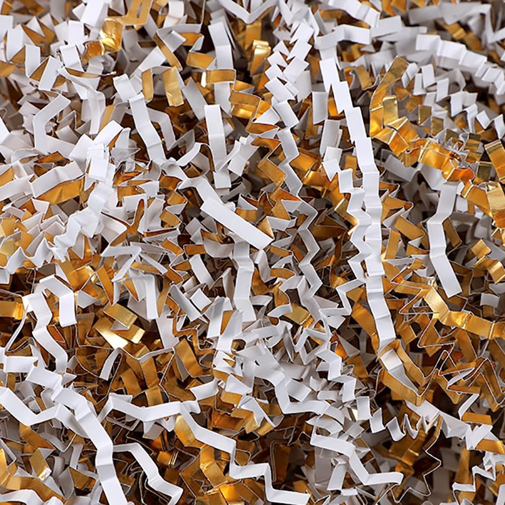 100 Grams Crinkle Cut Shredded Paper Filler Gift Basket Paper Shred Gift Box Confetti Present Wrapping Filler Present Package Stuffing Basket Filling Decor Golden