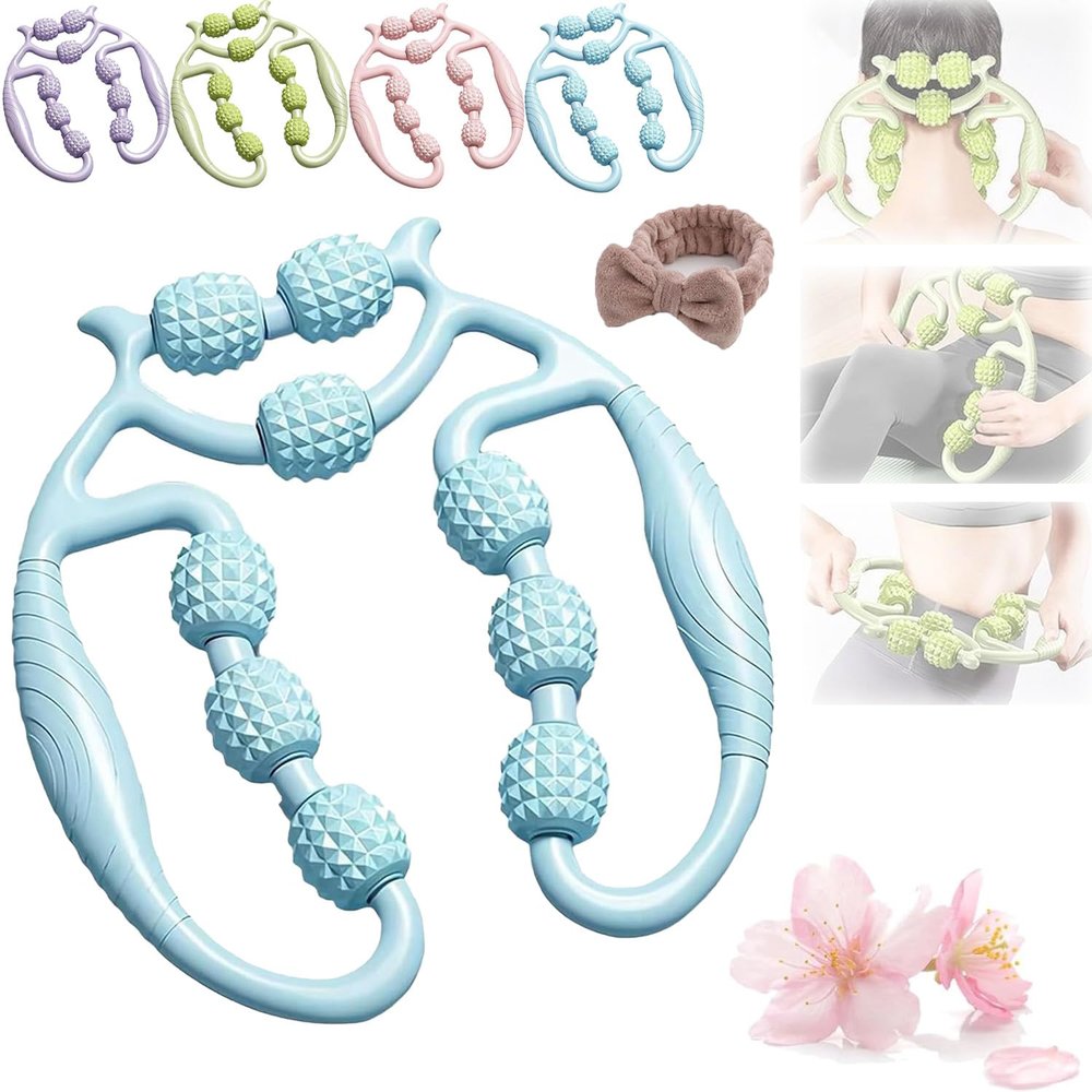 Relajador De Piernas, Relajador De Piernas De 12 Rodillos, Nine Wheel Circular Leg Clamp, Manual Circular Clamps Leg Massage, 360 Degree Legs Neck Hand Arms Massage Roller Muscle Relaxer (Blue)