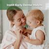 haakaa 360 Baby Toothbrush with Suction Base - Gentle Cleaning for Toddler's Self-Brushing Training, Food-Grade Silicone, Adjustable Safety Shield - Jade (1 Piece) view 2