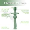 haakaa 360 Baby Toothbrush with Suction Base - Gentle Cleaning for Toddler's Self-Brushing Training, Food-Grade Silicone, Adjustable Safety Shield - Jade (1 Piece) view 4