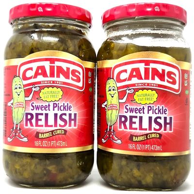 2 Pack of Pickle Mixes and Relish by Cains Since 1901 (16oz, Barrel Cured Sweet Pickle Relish)