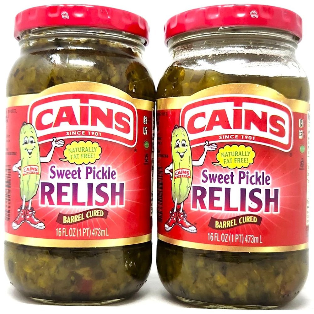 2 Pack of Pickle Mixes and Relish by Cains Since 1901 (16oz, Barrel Cured Sweet Pickle Relish)