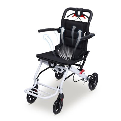 Folding Wheelchair Lightweight Portable Transit Travel Chair for Adults, Ergonomic Design with Adjustable Safety Strap, Carbon Steel Frame, PU Wheels, Smooth Ride, 8.2KG Weight, 200 lbs Capacity (S)