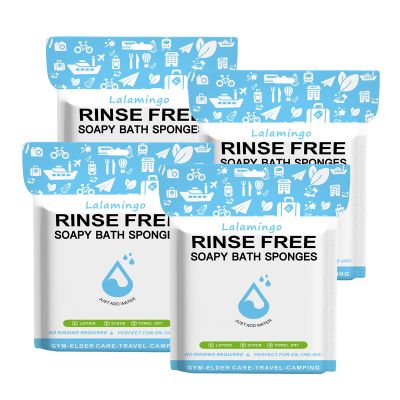 100 PCS Disposable Rinse Free Bath Sponges, No Rinse Bathing Wipes for Adults, Soap Infused Dry Shower Wipes for Elderly, Bedridden, Camping, Post Surgery(25 Count 4 Pack)
