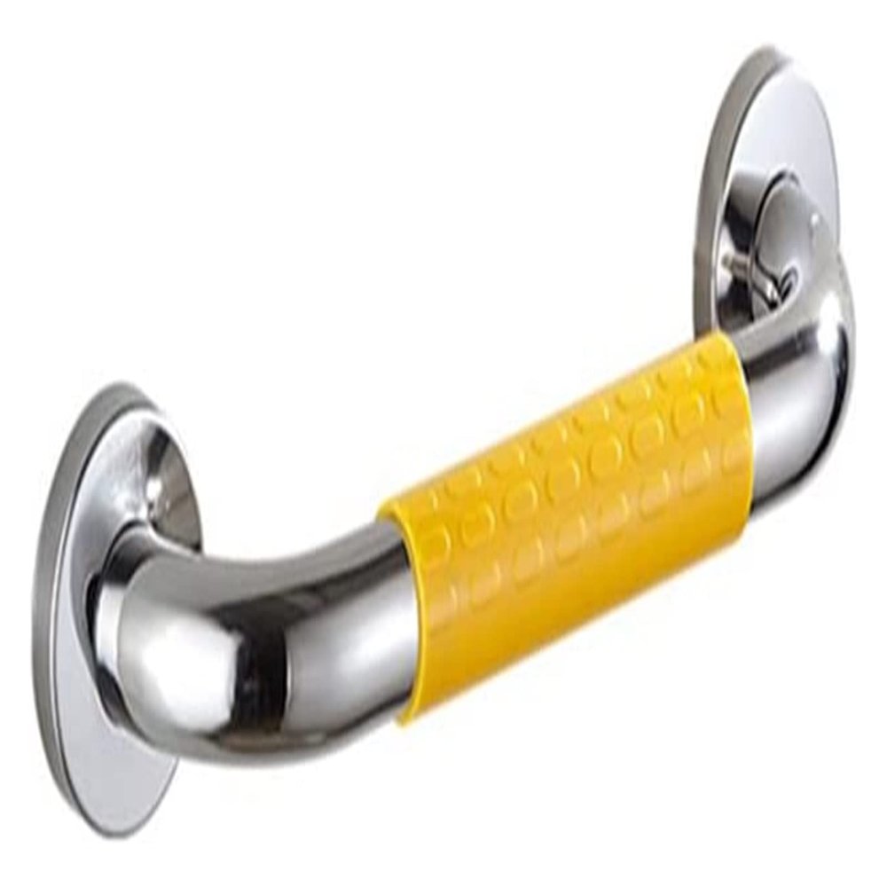 Grab Bars 304 Stainless Steel Wall Mounted Polished Finish Safety Support Rail Elderly/Disabled Handrails Aid Hold Handle for Toilet/Shower Bathroom with Yellow Nylon Ant,38cm