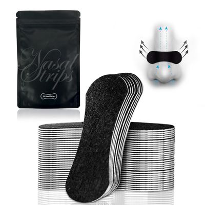30 Pcs Nasal Strips, Extra Strength Nose Strips for Snoring, Improvess Sleep, Sweat Resistant Design for All Day Use, Black