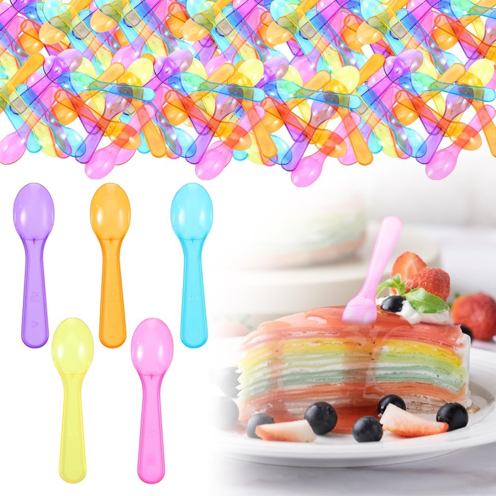 1500 Pcs Mini Plastic Tasting Spoons, 3 Inch Disposable Small Taster Spoons for Ice Cream, Dessert, Yogurt, Cake, Jello, Pudding, For Party Wedding Celebrations, 5 Colors