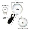 Portable LED Illuminated Magnifying Glass Set. Magnifier with Lights Compatible with Seniors, Macular Degeneration, Maps, Jewelry, Coins, Watch Computer Repair, Hobbies, Stamps (3Lens (2.5X + 5 view 3
