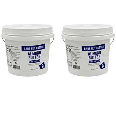 Bare Nut Butter Unsalted Almond Butter, Creamy Dry Roasted California Almonds, 100% Natural, No Added Oils, No Added Sugars, No Preservatives Bulk 9 lb Pail (Same as 9 1lb Jars) (2 pack)