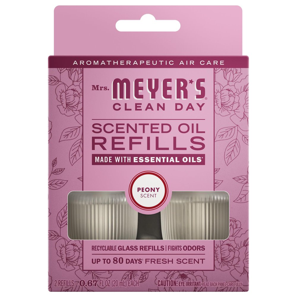 MRS. MEYER'S CLEAN DAY Scented Oil Refills, Peony, contains 2 .67 fl oz refills