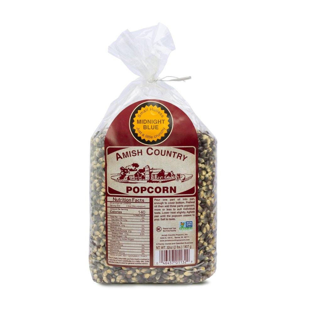 Amish Country Popcorn | 2 lb Bag | Midnight Blue Popcorn Kernels | Old Fashioned, Non-GMO and Gluten Free (Midnight Blue - 2 lb Bag)