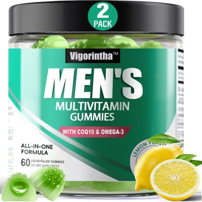 2 Pack Mens Multivitamins Gummies- Methylated Multivitamin for Men with COQ 10, Vegan Omega 3, Vitamins A C E D3 K2 B6 B12 B1 B2, Daily Mens Vitamins for Energy, Immunity, Sugar Free, 120 count