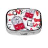 Red Heart Lips and Love Print Pill Case Portable Square Pill Box with 2 Compartments,for Purse Pill Box Travel Bag view 1