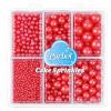 Red Pearl Sprinkles for Cake Decorating, 4 Sizes Sugar 130g/4.6oz, Cupcake, Ice Cream, Donuts, Macaron Toppings Supplies (2mm, 4mm, 7mm, 1cm) view 1