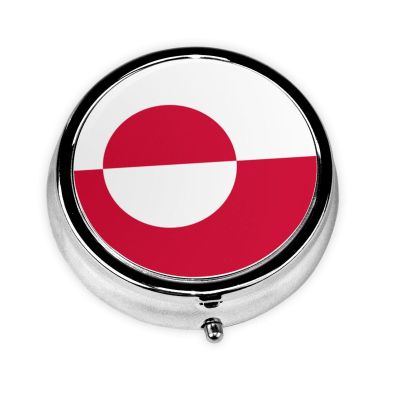 Greenland Flag Pill Box Patriotic Small Pill Case Cute Round Portable Travel Medicine Organizer for Pocket Purse