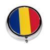 Flag of Romania Pill Box Patriotic Small Pill Case Cute Round Portable Travel Medicine Organizer for Pocket Purse view 1