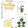 Rsstarxi Happy Birthday Cake Topper Decorations with Juicy Lemon Slices Leaves Cake Pick Decorations for Baby Shower Birthday Party DIY Cake Decorations view 2