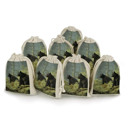 QMKVBSN 8 Pieces Muslin Bags Black Bears Drawstring Bag Fabric Gift Pouches Bulk Sachet Reusable Grocery Bag for Jewelry Party Wedding Home Storage Bags