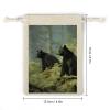 QMKVBSN 8 Pieces Muslin Bags Black Bears Drawstring Bag Fabric Gift Pouches Bulk Sachet Reusable Grocery Bag for Jewelry Party Wedding Home Storage Bags view 2
