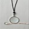 10X Magnifying Glass Necklace, Silver Magnifier Pendant, Powerful Optical Magnifier with Black Agate Healing Gem Stone Crystal on Satin Cord. for Reading, Shoping, Sewing. view 2
