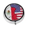United States and Mexico Pill Box Patriotic Small Pill Case Cute Round Portable Travel Medicine Organizer for Pocket Purse view 1