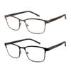 FEIVSN 2 Pack Mens Bifocal Reading Glasses Bi Focal Matel Rectangle Readers Spring Hinge Far/Near Dual-use Eyeglasses, Black + Brown Frame, +2.00 view 1