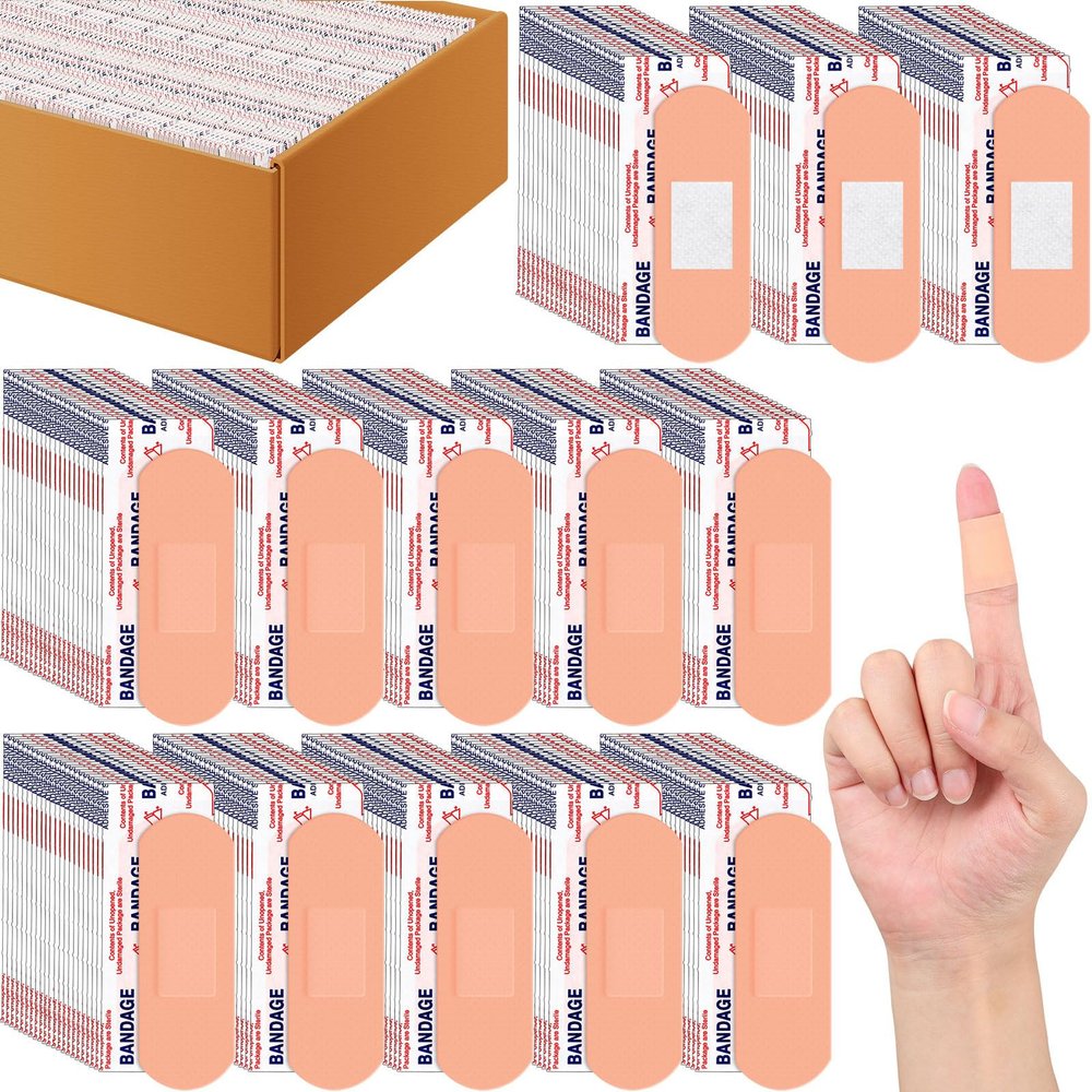 Timgle 500 Pcs 1" X 3"Adhesive Bandages Bulk Waterproof Adhesive Breathable Bandages for Sensitive Skin School Nurses Businesses Travel First Aid Kits Homeless Care Supplies Donations