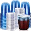 100 Sets Disposable Stemless Glasses With Strawless Sip Lids,PET Drinking Cups,Clear Plastic Coffee Cup for Iced Coffee, Smoothie, Cold Beverage, Drink Shop and Christmas Party Supply (Blue, 12 oz) view 1