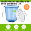 100 Sets Disposable Stemless Glasses With Strawless Sip Lids,PET Drinking Cups,Clear Plastic Coffee Cup for Iced Coffee, Smoothie, Cold Beverage, Drink Shop and Christmas Party Supply (Blue, 12 oz) view 2