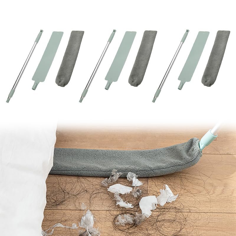 2025 Upgrade Retractable Gap Dust Cleaning Artifact |Extendable Duster Cleaning Tool for Hard-to-Reach Areas |Reusable Washable Dusting Wand for Home,Ceiling,Blinds,Under Furniture (Light Blue, 3 PCS)