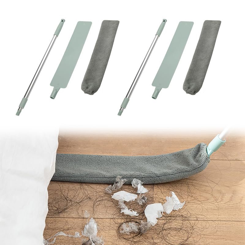 2025 Upgraded Retractable Gap Dust Cleaning Artifact |Extendable Duster for Hard-to-Reach Areas |Reusable Washable Dusting Wand for Home,Ceiling,Blinds,Under Furniture (Light Blue, 2 PCS)