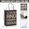 Wovnet 24 Pcs Christian Gift Bags for Men Religious Gifts Bags with Handle 24 Tissues Man of God Paper Gift Bag Inspirational Scripture Courageous Strong Lion for Bibles Church Party Favors view 2