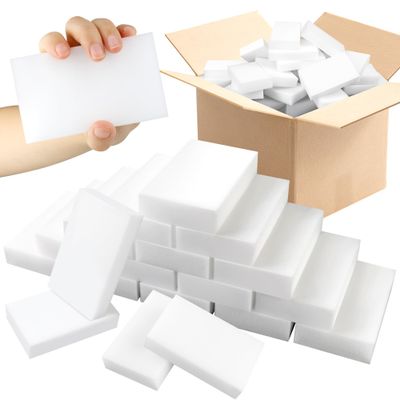 100 Pack Melamine Sponge Eraser, Non-Scratch Melamine Sponges in Bulk, Multi Surface Power Scrubber Foam Cleaning Pads for Bathtub, Floor, Baseboard, Bathroom, Wall Cleaner - White Sponges