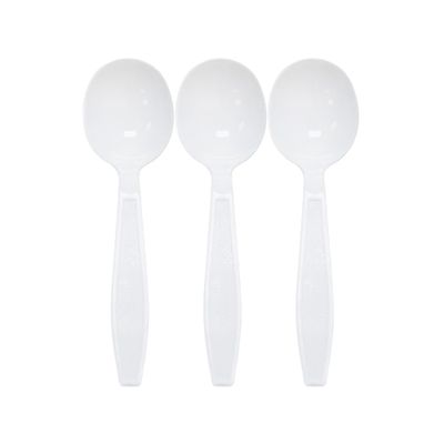 APSIC Heavy-Duty Plastic Soup Spoons, 1000-Pack 6.5" White, Disposable Bulk Utensils for Parties, Weddings, Takeout & Restaurants