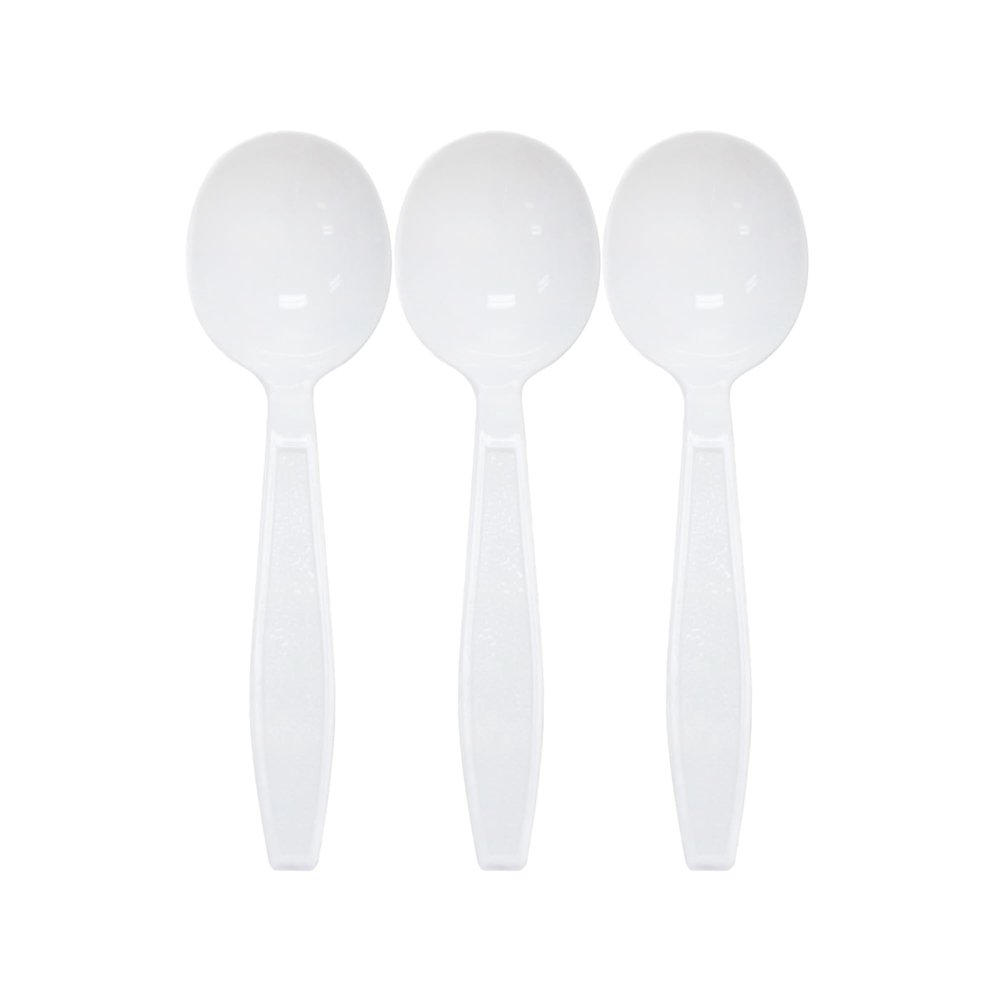 APSIC Heavy-Duty Plastic Soup Spoons, 1000-Pack 6.5" White, Disposable Bulk Utensils for Parties, Weddings, Takeout & Restaurants