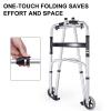 Foldable Upright Walker with Seat and 2 Removable Wheels, Adjustable Height and Handrails, Weight Capacity 400 Lbs view 2