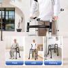Foldable Upright Walker with Seat and 2 Removable Wheels, Adjustable Height and Handrails, Weight Capacity 400 Lbs view 3