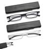 OWTXIS Ultra thin Folding Reading Glasses for Women Men Compact TR90 Blue Light Blocking Readers with Portable Slim Flat case (Black, Transparent, +2.25) view 1