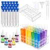 24 Pack Halloween Party Test Tube Drink Set with Rack, 10ml Plastic Tubes equipped with Caps, Funnels & 5 pcs Food Color Dyes for Drink Mixing, Science Experiments, and Creative Beverage Decor view 1