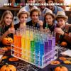 24 Pack Halloween Party Test Tube Drink Set with Rack, 10ml Plastic Tubes equipped with Caps, Funnels & 5 pcs Food Color Dyes for Drink Mixing, Science Experiments, and Creative Beverage Decor view 2