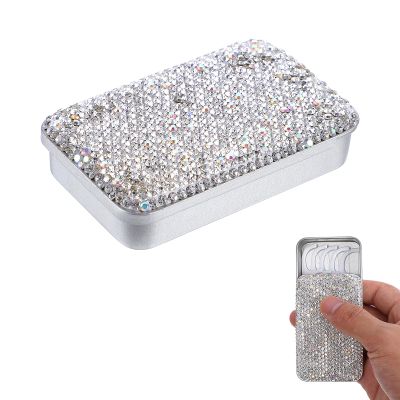 1 PC Dental Floss Portable Case, Bling Container Tooth Picks Dispenser Convenient Refillable Glide Floss Storage Container, Portable Bling Diamond Case for Travelling Flossing Solution, Silver
