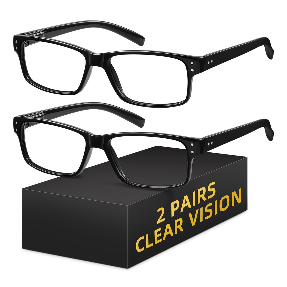 XVXV 2 Pairs +2.0 Reading Glasses,Blue Light Blocking Readers for Men Women,Anti Eyestrain/UV Lightweight Spring Hinges Eyeglasses