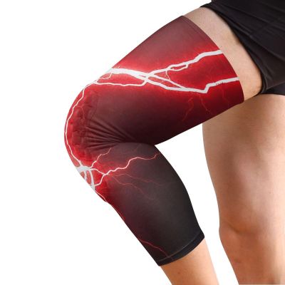 GuoChe Red Lightning Dark Art Compression Knee Brace for Women (Pack of 2) Tight Anti-Slip Design Knee Sleeves for Men Sports for Gym, Hiking, Bike, Daily Use