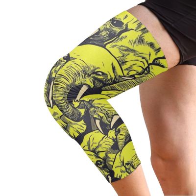 GuoChe Elephant Yellow Pattern Knee Support Brace (Pack of 2) Joint Pain Relief Knee Protector for Walking, Yoga, Wrestling, Skiing