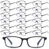 YBEATY 30 Packs Reading Glasses, 1.5x Magnification Adjustable Traditional Black Frames Reading Glasses Eyewear with Comfort Spring Loaded Hinge for Men Women Computer Reader All Day view 1
