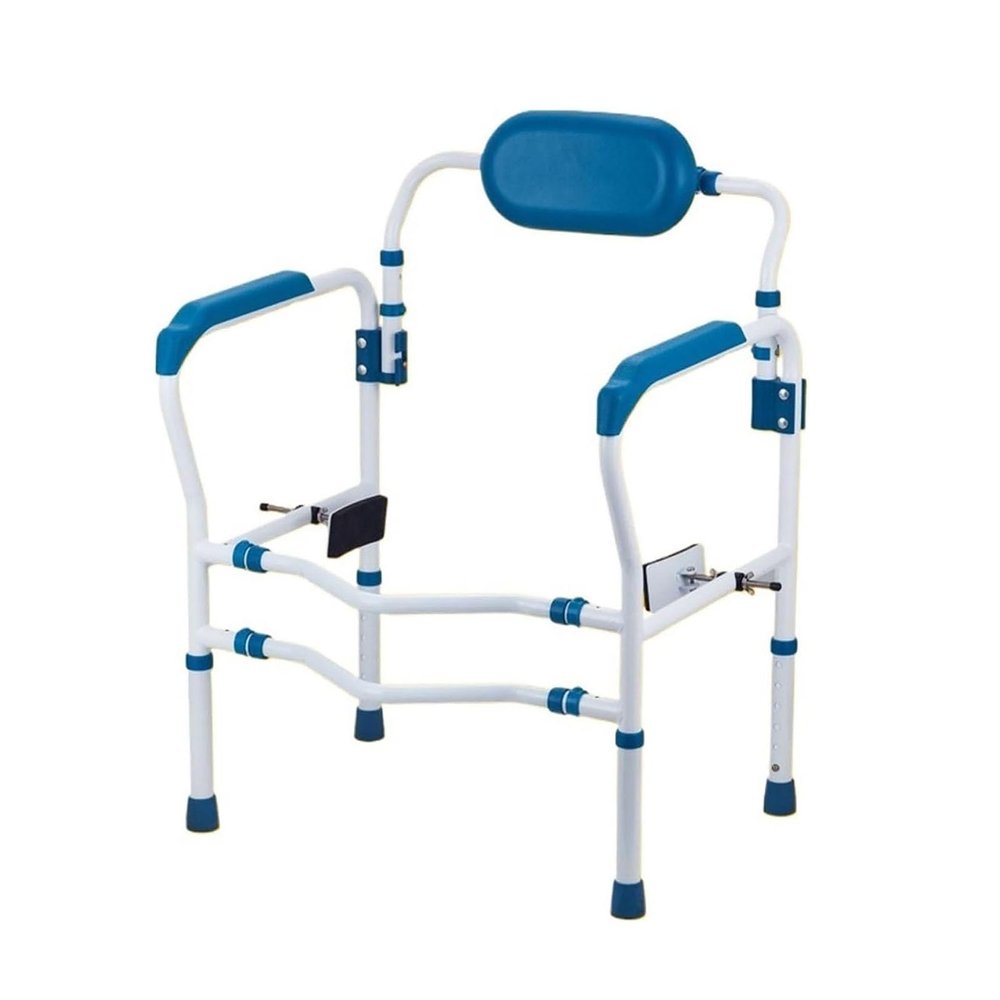 Toilet Safety Rail with Arms and Back, Adjustable Toilet Safety Frame, Bathroom Safety Rails for Elderly and Disabled, Supports up to 300 lbs, Fit Any Toilet(Blue)