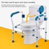 Toilet Safety Rail with Arms and Back, Adjustable Toilet Safety Frame, Bathroom Safety Rails for Elderly and Disabled, Supports up to 300 lbs, Fit Any Toilet(Blue) view 2