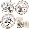 100Pcs Western Cowboy Party Supplies 9"Cowboy Paper Plates 7"Western Party Plates and Napkins Cups for Rodeo Bachelor Theme Baby Shower Barn Wild West Cowboy Ranch Birthday Party Decor Serve25 (pink) view 1